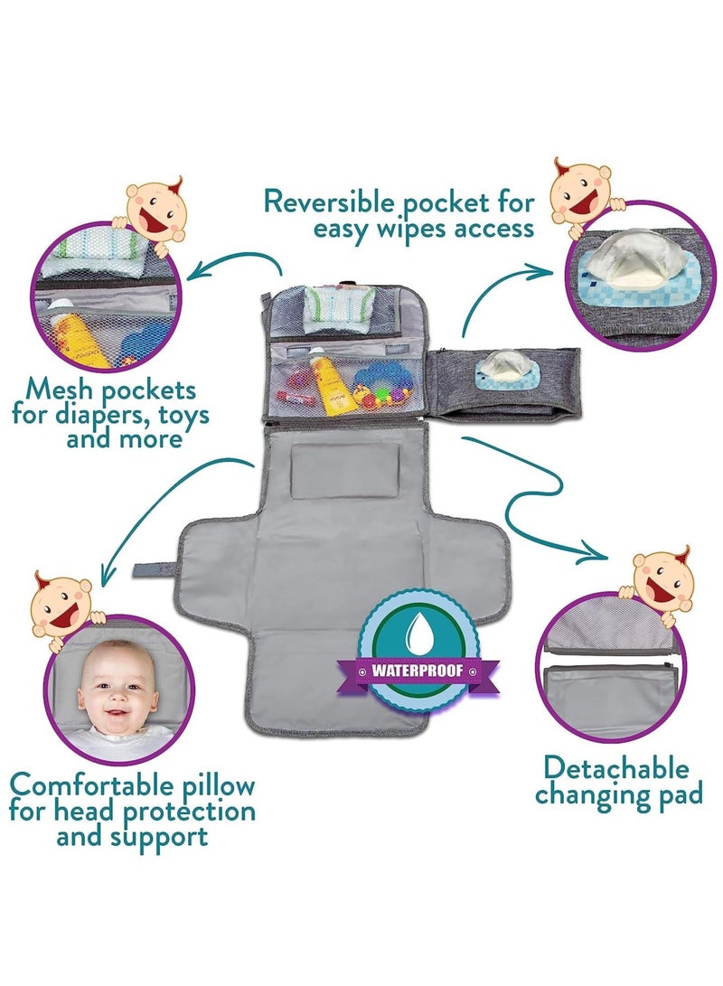 Portable Diaper Changing Pad, Baby Changing pad for Newborn Girl and Boy Smart Wipes Pocket, Waterproof Travel Changing Kit - Image 2