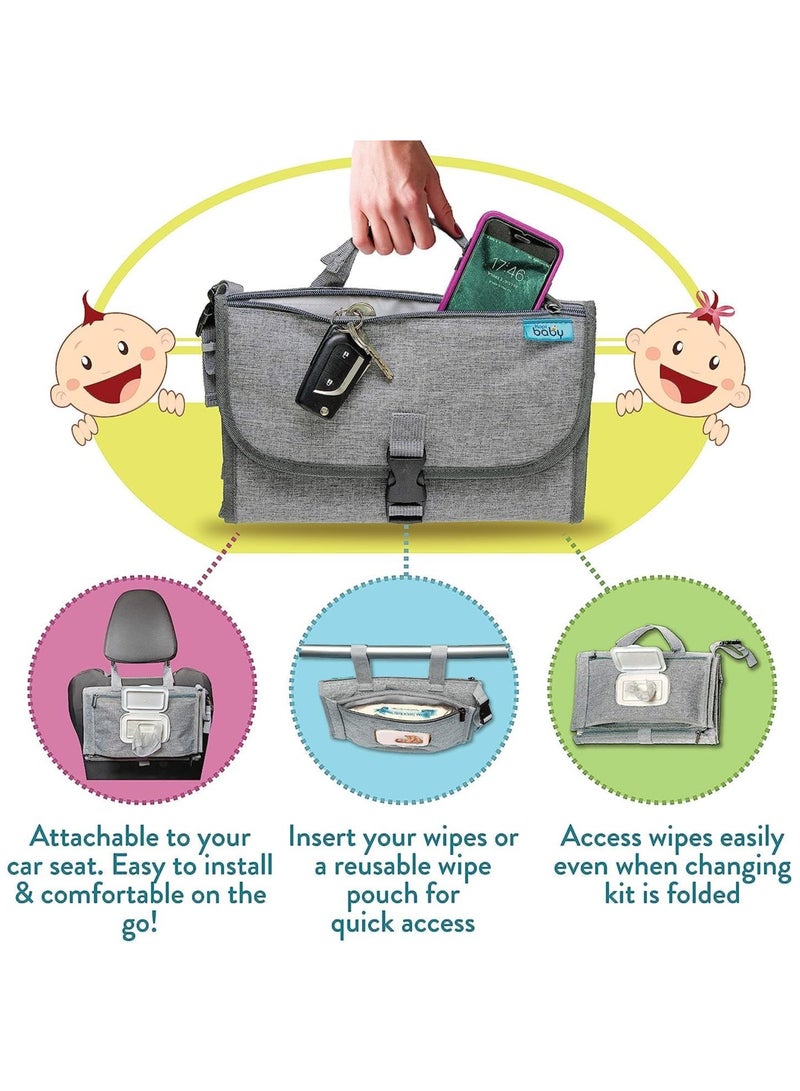 Portable Diaper Changing Pad, Baby Changing pad for Newborn Girl and Boy Smart Wipes Pocket, Waterproof Travel Changing Kit - Image 4