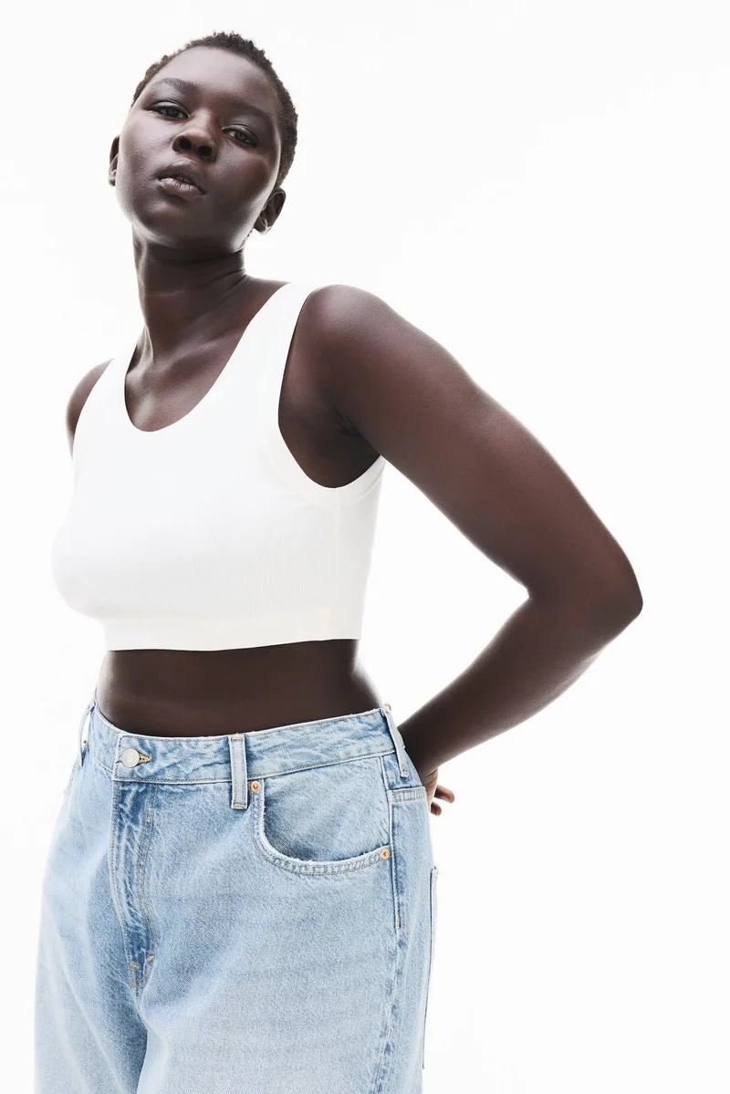 H&M Cropped ribbed vest top