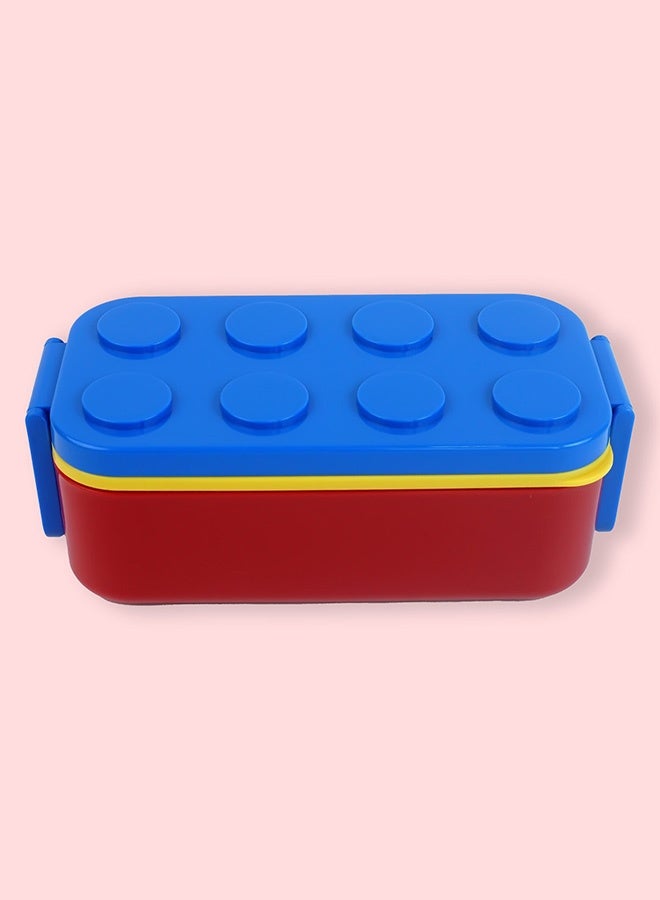 LITTLE SURPRISE BOX Little Surprise Box,2Pcs Rectangle Blue Lego Lid Bpa Free Plastic Kids Lunch Box Plus Cup Bottle For Kids - Image 2