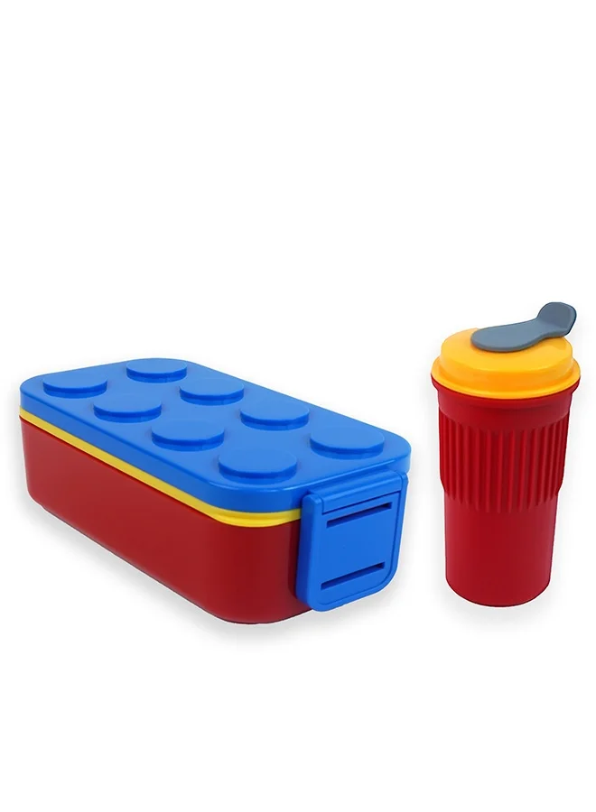LITTLE SURPRISE BOX Little Surprise Box,2Pcs Rectangle Blue Lego Lid Bpa Free Plastic Kids Lunch Box Plus Cup Bottle For Kids