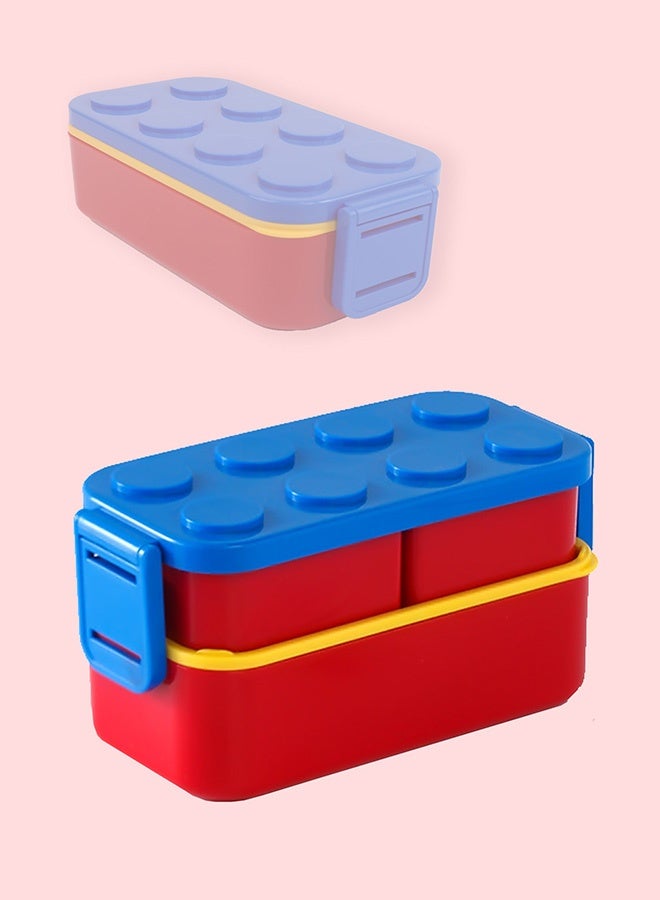 LITTLE SURPRISE BOX Little Surprise Box,2Pcs Rectangle Blue Lego Lid Bpa Free Plastic Kids Lunch Box Plus Cup Bottle For Kids - Image 4
