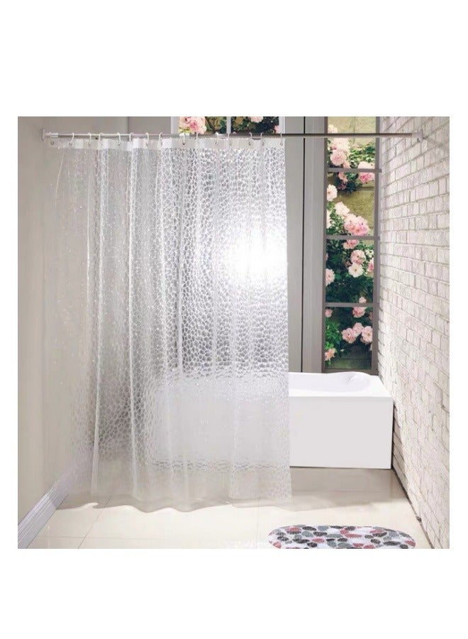 MIXDE 3D Water Cube PEVA Plastic Shower Curtain - Heavy Duty, Clear Waterproof Liner for Bathroom Decor - 180 x 180 cm - Image 1