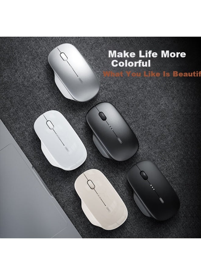Inphic M1 Second Generation Rechargeable Wireless Mouse Silent Office Asymmetric Ergonomic Grip Battery Display Universal For Laptop 2.4g Wireless White Apricot - Image 5