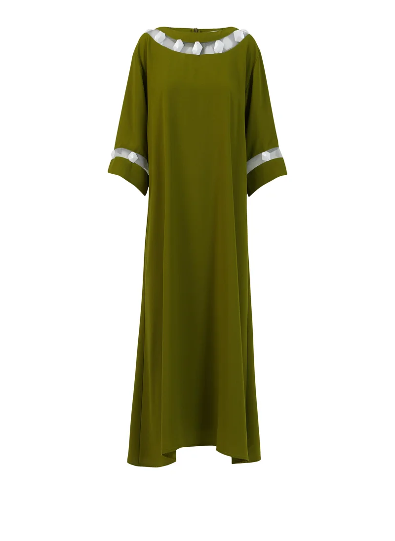 leem  Mesh Embroidered Kaftan - Shorter length for Women | Best Price UAE