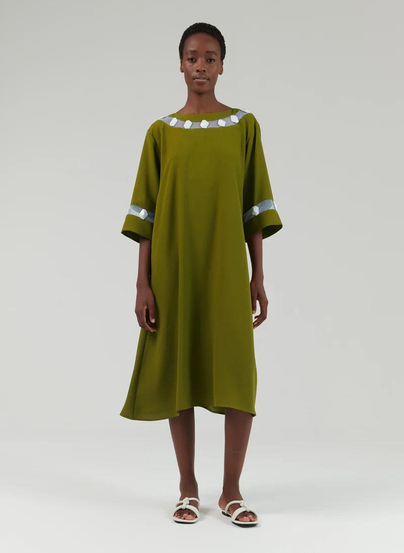 leem Mesh Embroidered Kaftan - Shorter length