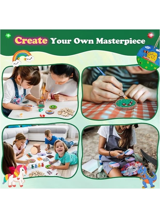 الضفدع الحقيقي Kids Wooden Painting Kit-Glow in the Dark-Arts & Crafts Gifts for Boys Girls تتراوح أعمارهم بين 5-12 من مجموعات أنشطة الحرف اليدوية-ألعاب الفن الإبداعي لجوائز حفلة عيد الميلاد (24pcs) - Image 3