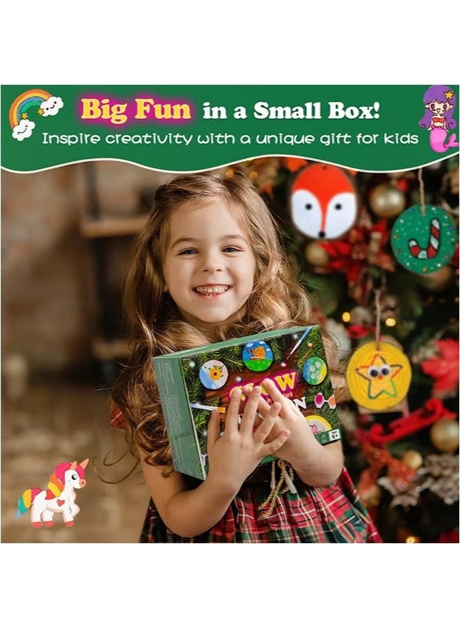 الضفدع الحقيقي Kids Wooden Painting Kit-Glow in the Dark-Arts & Crafts Gifts for Boys Girls تتراوح أعمارهم بين 5-12 من مجموعات أنشطة الحرف اليدوية-ألعاب الفن الإبداعي لجوائز حفلة عيد الميلاد (24pcs) - Image 5