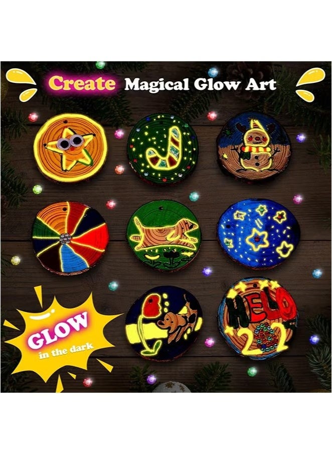 الضفدع الحقيقي Kids Wooden Painting Kit-Glow in the Dark-Arts & Crafts Gifts for Boys Girls تتراوح أعمارهم بين 5-12 من مجموعات أنشطة الحرف اليدوية-ألعاب الفن الإبداعي لجوائز حفلة عيد الميلاد (24pcs) - Image 4