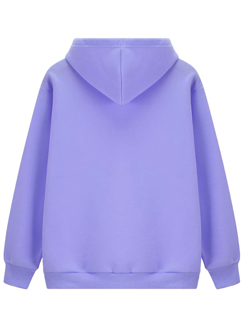 TOPLOT Women's Wool Blend Solid Hoodie with Hooded Neck & Full Sleeve (Hoodie-5047-Purple-L) - Image 2