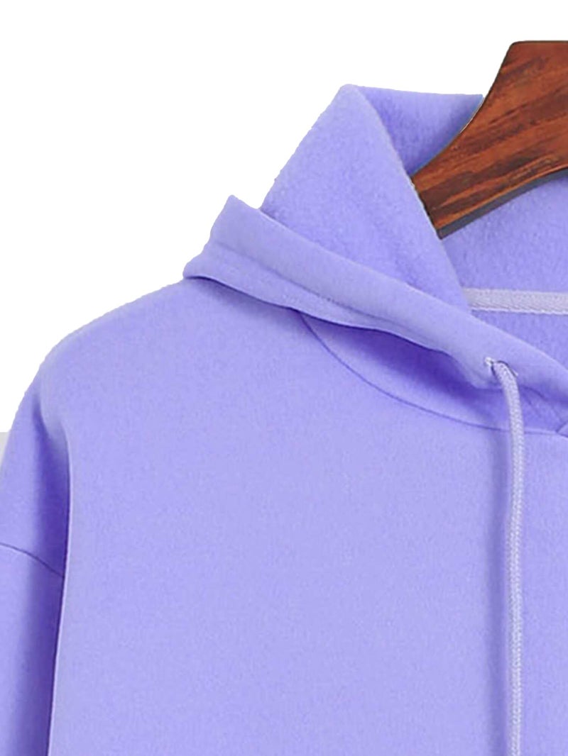 TOPLOT Women's Wool Blend Solid Hoodie with Hooded Neck & Full Sleeve (Hoodie-5047-Purple-L) - Image 3