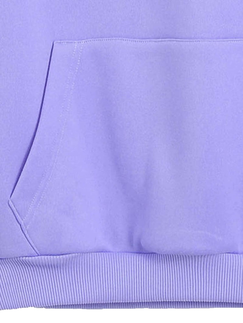 TOPLOT Women's Wool Blend Solid Hoodie with Hooded Neck & Full Sleeve (Hoodie-5047-Purple-L) - Image 4