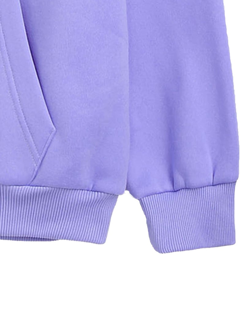 TOPLOT Women's Wool Blend Solid Hoodie with Hooded Neck & Full Sleeve (Hoodie-5047-Purple-L) - Image 5