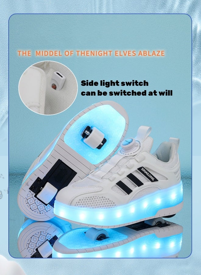 سينارلين SINAILONG Unisex Kids Roller Skates Shoes USB Charging, Girls Boys LED Roller Skate Shoes with Double Wheels Retractable Technical Skateboarding - Image 3