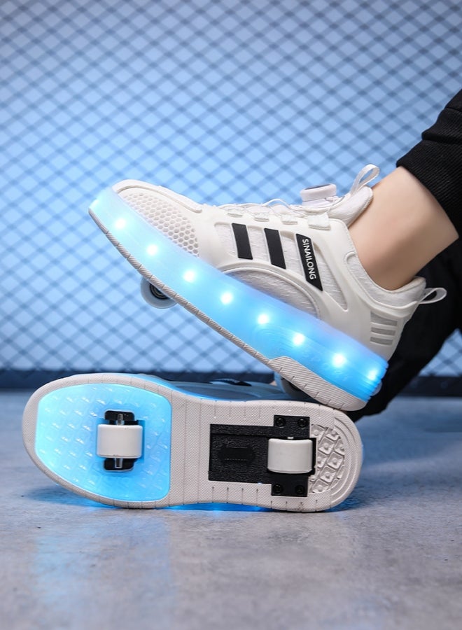 سينارلين SINAILONG Unisex Kids Roller Skates Shoes USB Charging, Girls Boys LED Roller Skate Shoes with Double Wheels Retractable Technical Skateboarding - Image 1
