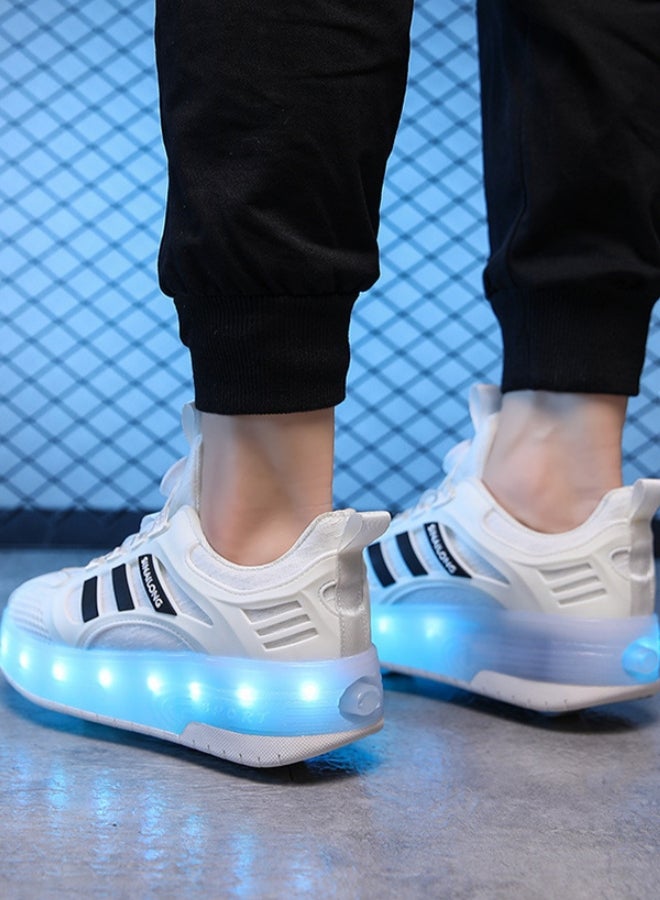 سينارلين SINAILONG Unisex Kids Roller Skates Shoes USB Charging, Girls Boys LED Roller Skate Shoes with Double Wheels Retractable Technical Skateboarding - Image 5