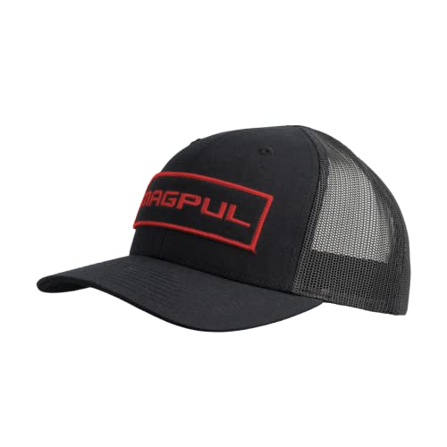 Magpul Standard Trucker Hat Snap Back Baseball Cap, One Size Fits Most, Wordmark Patch Black/Red - Image 2