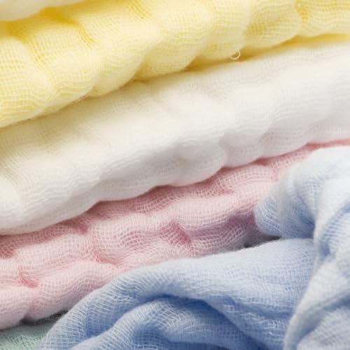 EMSAAG Muslin Baby Washcloths Pack of 7 - Soft Face Cloths for Newborn, Absorbent Baby Bath and Face Towels, 100% Cotton Baby Wipes, Burp Cloths, Feeding Towels for Babies and Infants - 10 x 10’’ - Image 5