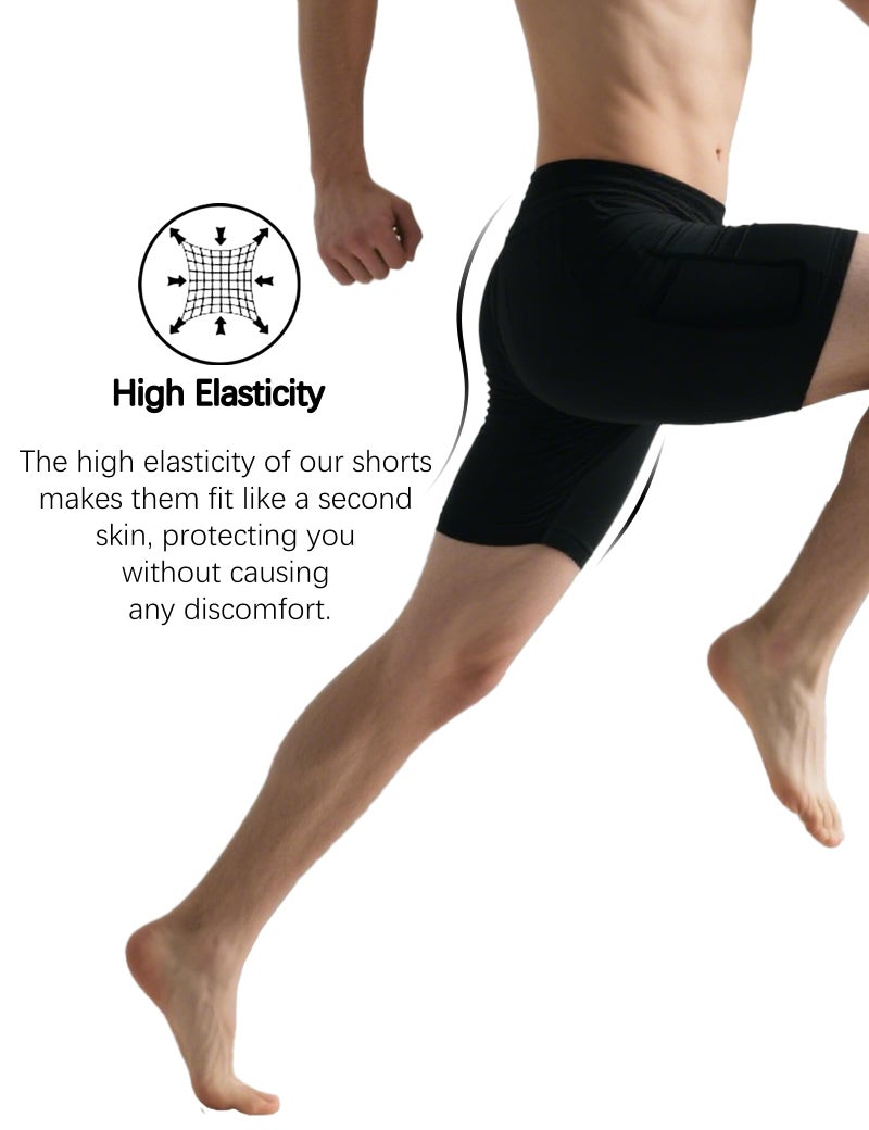 HovSiyla 6 Pack Compression Shorts with Pocket Men Sports Workout Performance Athletic Running Underwear Shorts Spandex 6 Black XX-Large - Image 5
