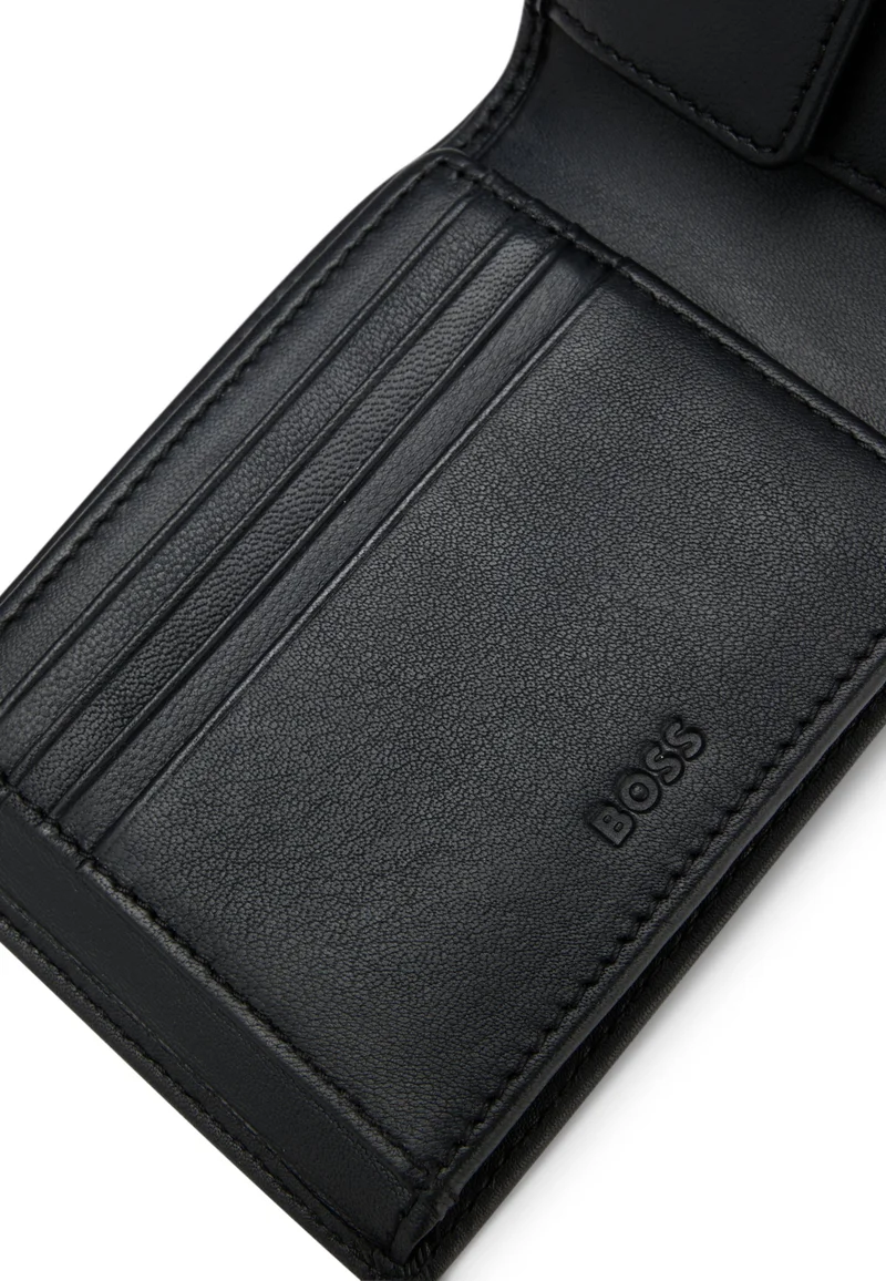 BOSS Black Leather wallet with embossed logo for Men | Best Price UAE