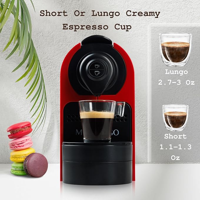 Mixpresso Espresso Machine, Compatible with Nespresso OriginalLine Capsules | 1400W single serve coffee maker with one-touch operation, 19-bar Italian pump and 27oz water tank, red - Image 3