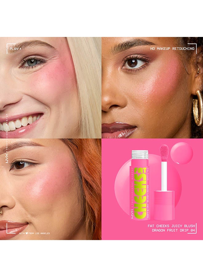 NYX PROFESSIONAL MAKEUP Fat Cheeks Juicy Blush, Liquid Blush, 12 HR Wear, Dragonfruit Drip  - Image 4