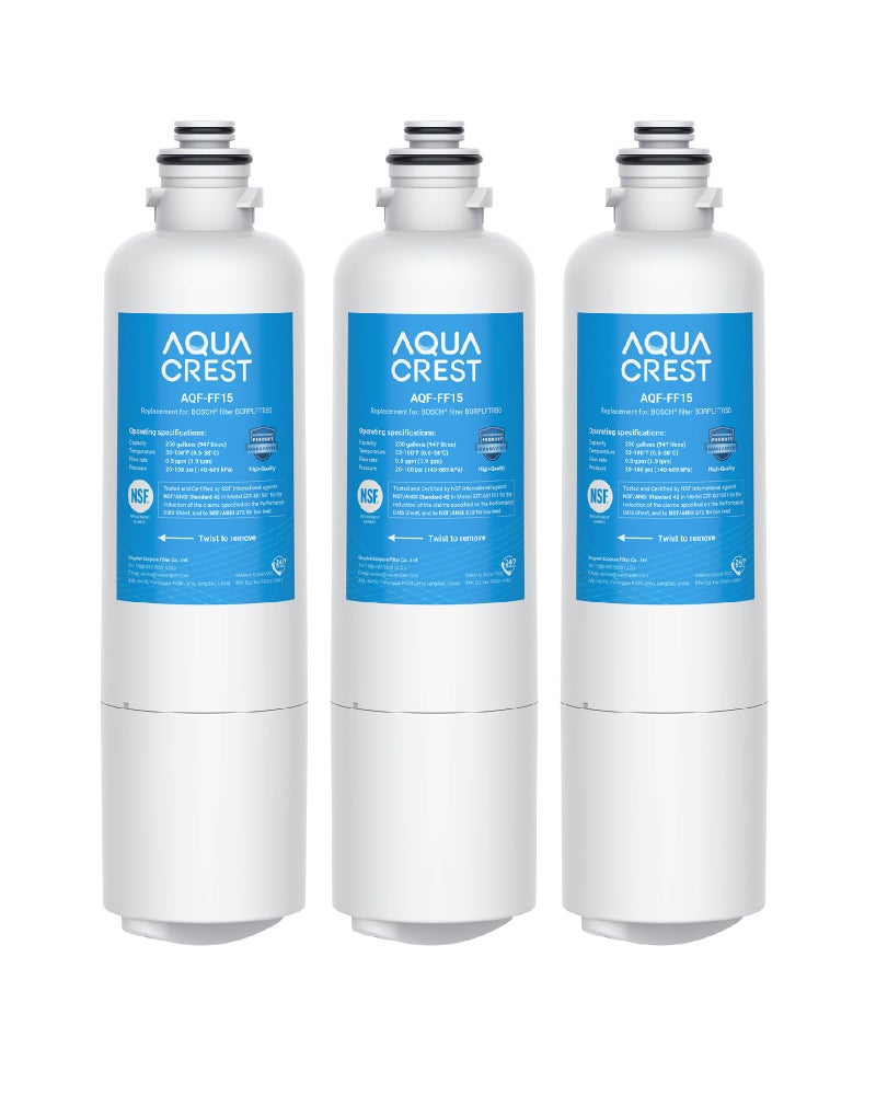 AquaCrest Aqua Crest 12033030 Replacement For Bosch Ultraclarity Pro Borplftr50 11032531 Refrigerator Water Filter Compatible With 11025825 Borplftr55 B36Cd50 B22Cs50 B36Fd50Sns B36Ct80Sns 3 Filters - Image 1