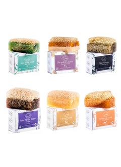 Sabun Co.The Ultimate Bath Natural Loofah Soap Bar Variety Gift Pack[Aloe Vera Lavender Oil Lemon Peel Oil Shea Butter Activated Charcoal Donkey Milk & Honey ] Handmade Natural Luffa Soap