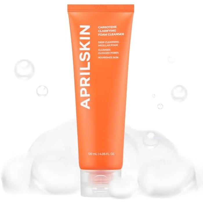 Aprilskin Carrotene Clarifying Foam Cleanser - Deep Cleansing with BHAs & Sebum Control for Oily, Sensitive, Acne-Prone Skin - 120ml - Vegan, Cruelty Free - Image 1