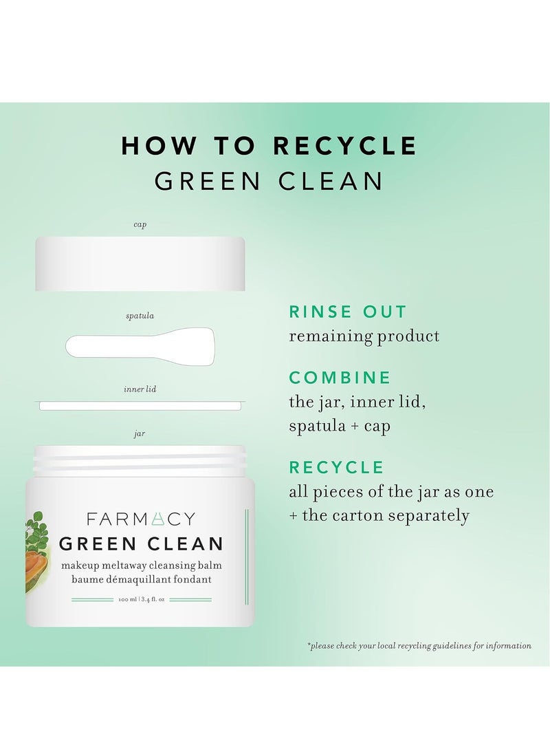 Natural Cleansing Balm - Green Clean Makeup Remover Balm - Effortlessly Removes Makeup & SPF