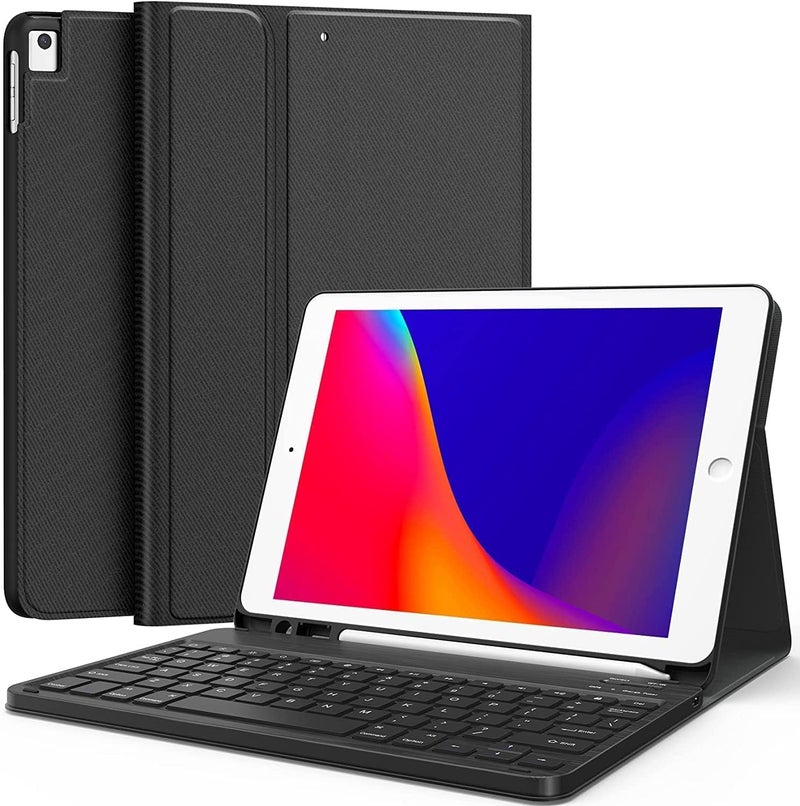 typecase Bluetooth Keyboard case for iPad 9th/8th/7th Gen, Air 3rd, Pro 10.5, Multi Angle Flip Stand, Pencil Holder, Multi Viewing Angle, Magnetically Detached Wireless Keyboard Cover case (Black) - Image 1