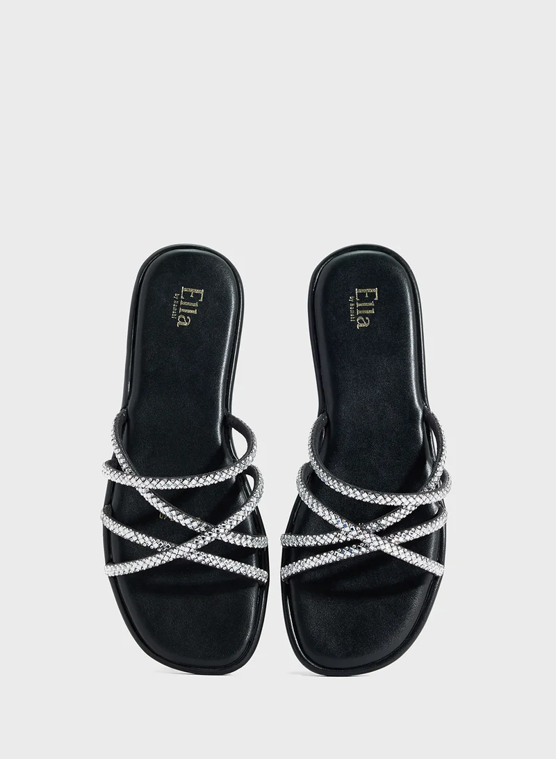 ELLA Crossover Strap Flat Sandal