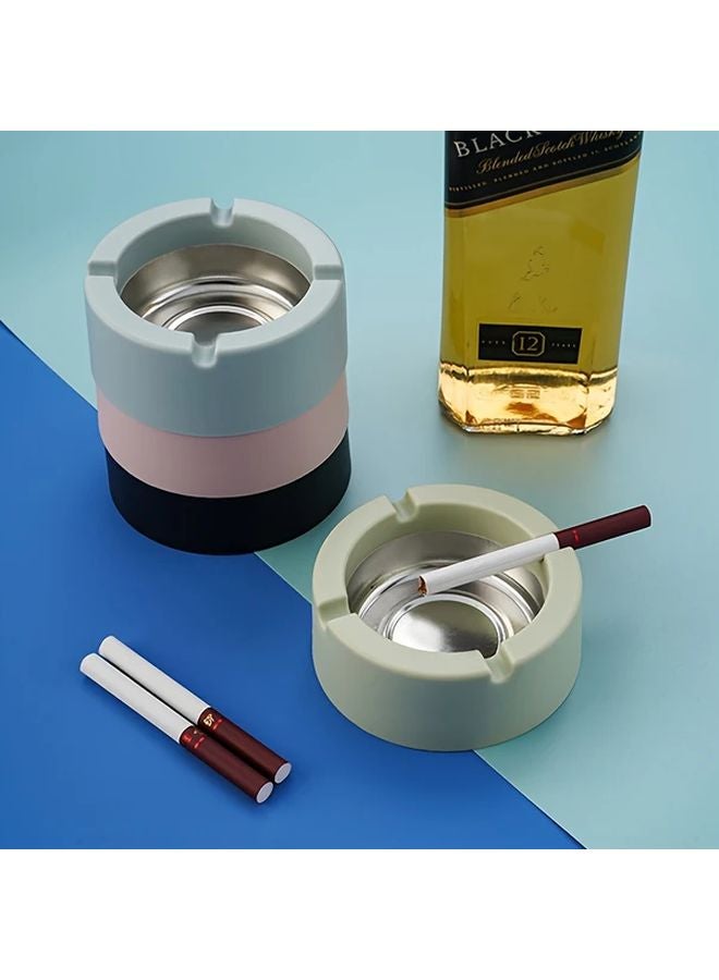 Pink Stainless Steel Ashtray Circular Retro Nordic Design Durable Easy Clean Metal Cigarette Tray - Image 5
