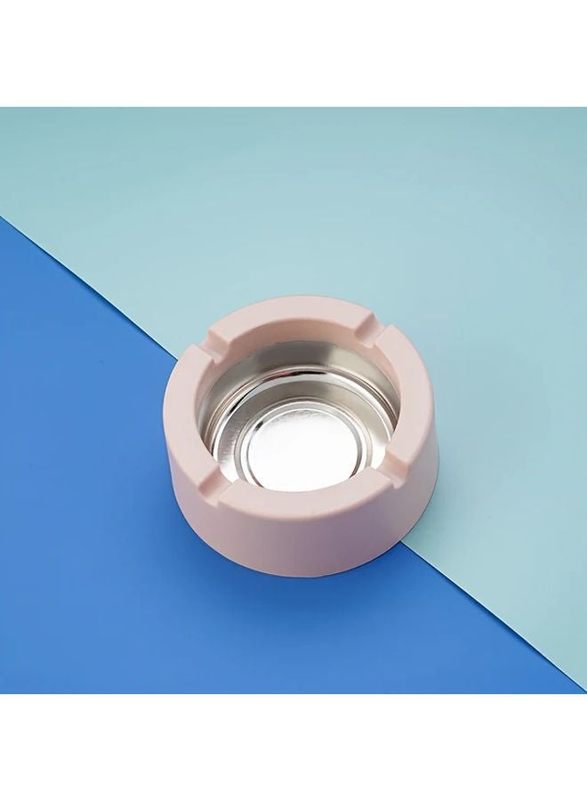Pink Stainless Steel Ashtray Circular Retro Nordic Design Durable Easy Clean Metal Cigarette Tray - Image 1