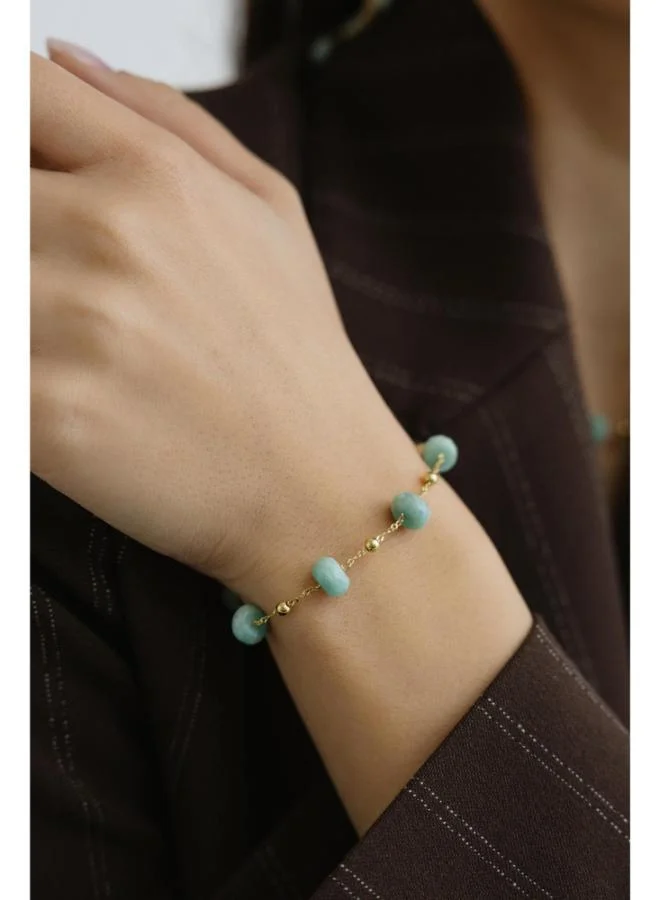 جواندلينا Silver Yellow Gold Plated Bracelet with Semi Precious Stone