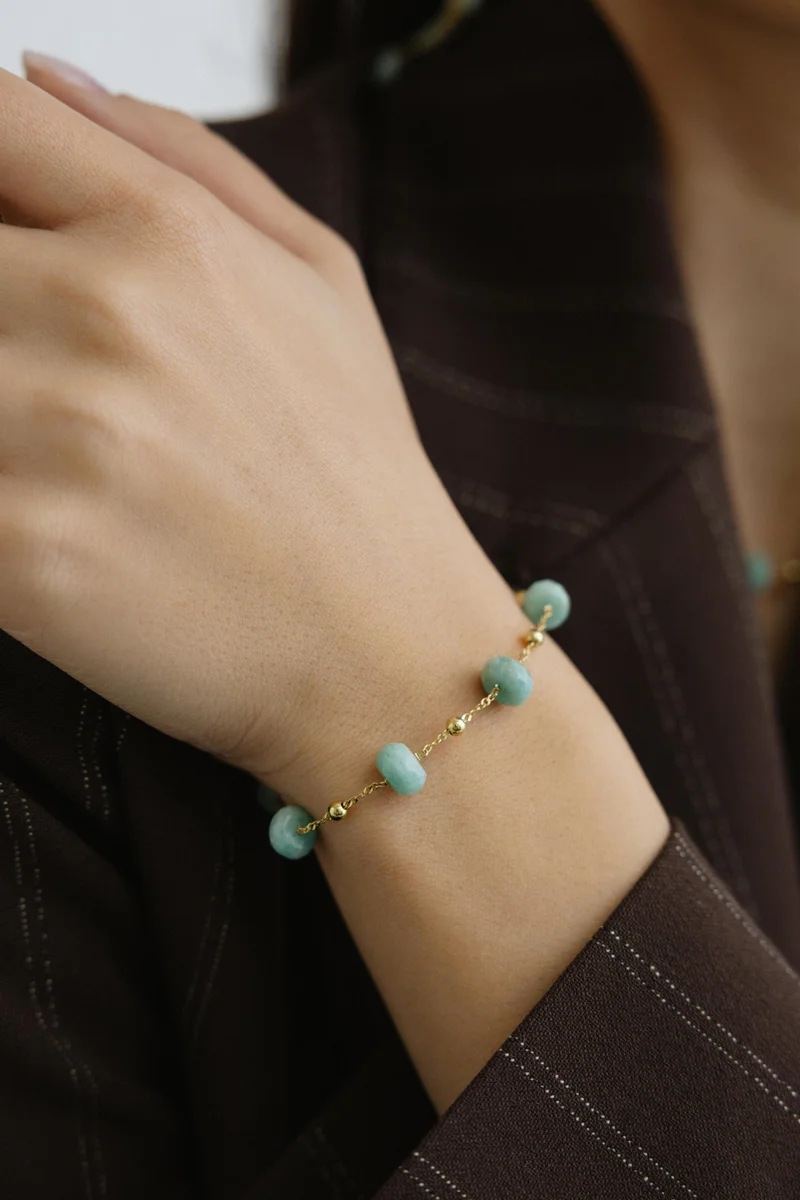 Guendalina Silver Yellow Gold Plated Bracelet with Semi Precious Stone