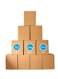 MARKQ [10 Pack] Large Double Wall 100% Recyclable Corrugated Cardboard Moving Boxes with 32 KG Capacity, 45 x 45 x 70 cm Brown Carton for Packaging, Shipping and Storage, 5 ply  - Image 1