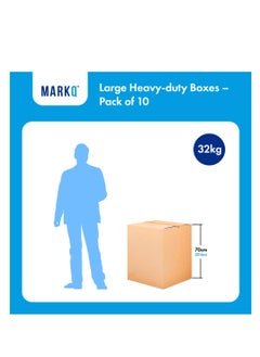 MARKQ [10 Pack] Large Double Wall 100% Recyclable Corrugated Cardboard Moving Boxes with 32 KG Capacity, 45 x 45 x 70 cm Brown Carton for Packaging, Shipping and Storage, 5 ply  - Image 4