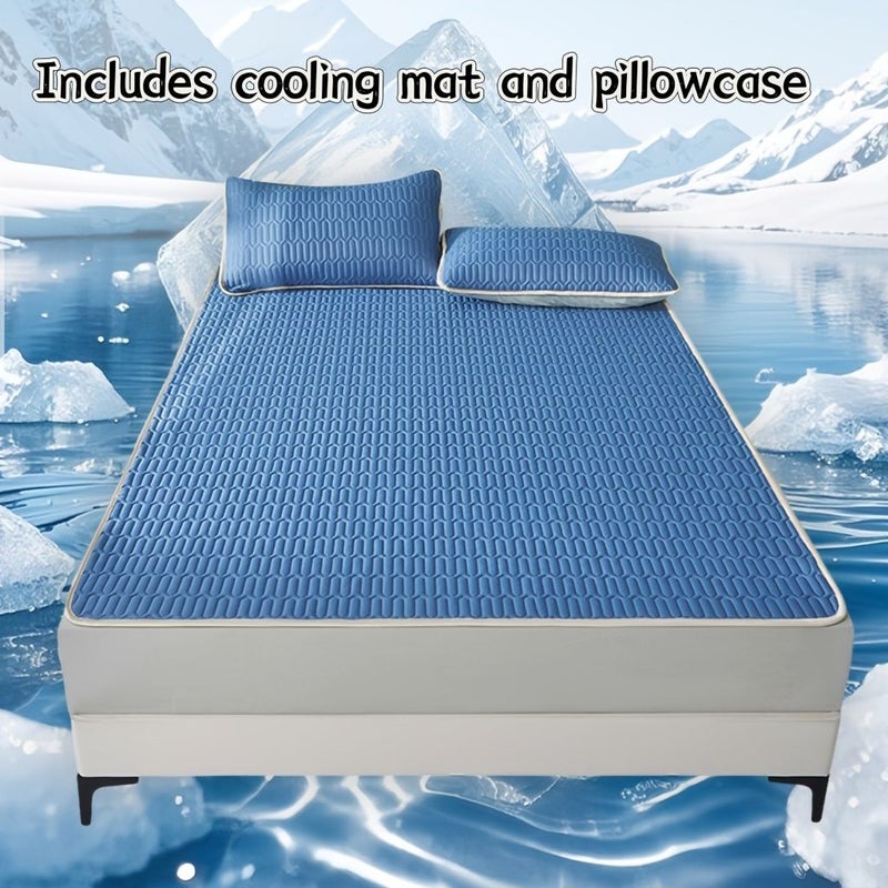 Cooling Mat With Cloud Gray Color 35.43x78.74 Inch Size For Bed Breathable Moisture Wicking Odor Free Ice Fabric And Pillowcase - Image 2