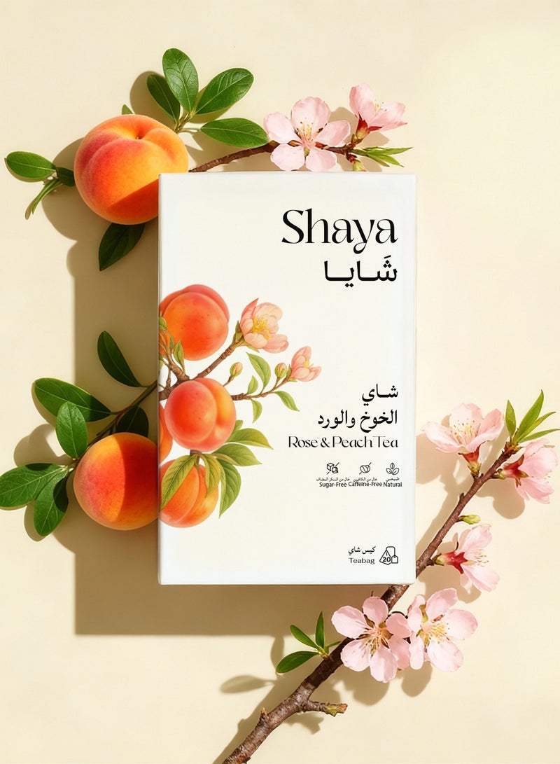 Shaya Peach and rose tea 100% Natural, 20 Bags - Image 1