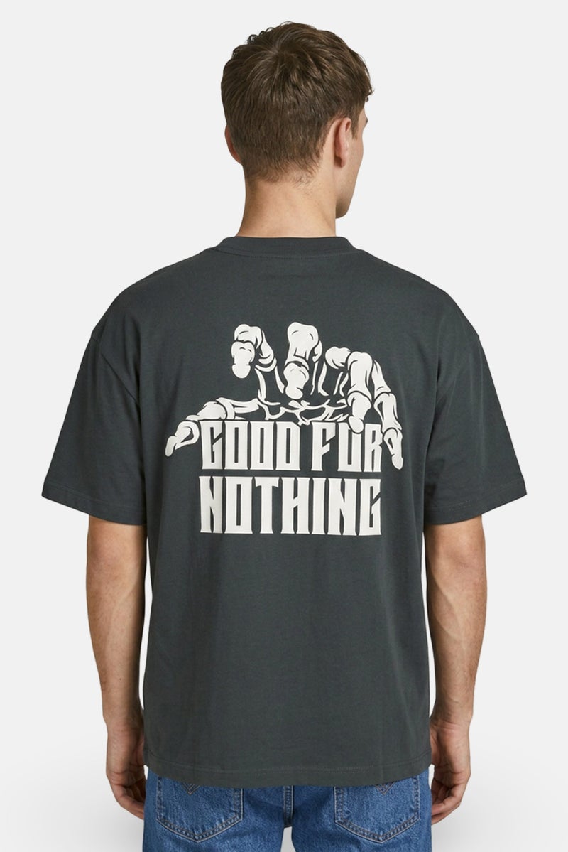 GOOD FOR NOTHING Men Crew Neck Short Sleeve Graphic Print T-Shirt, Dark Green - Image 4