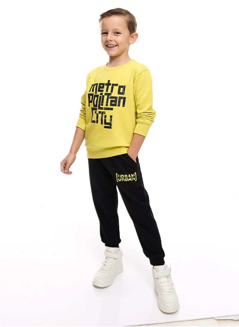 victor and jane Boys' 2-Piece Sets Sweatshirt and Jogger Set (2 -8 yrs)  Neon Green-Black