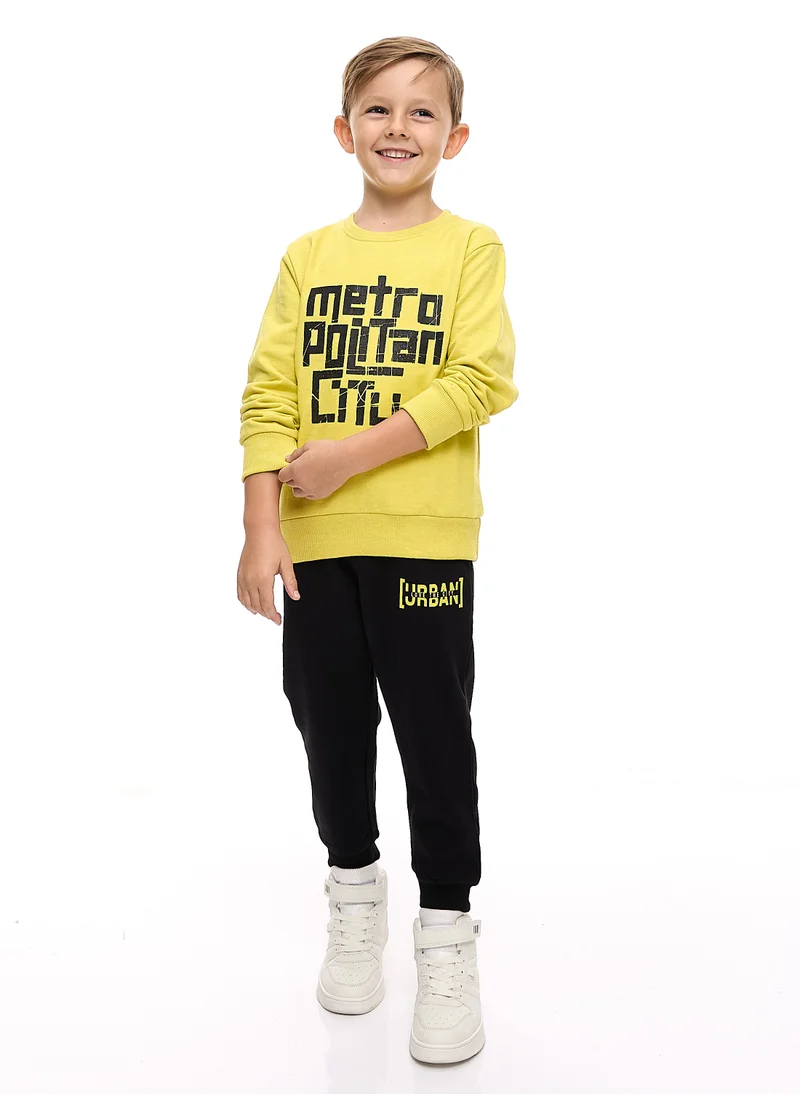 victor and jane Boys' 2-Piece Sets Sweatshirt and Jogger Set (2 -8 yrs)  Neon Green-Black