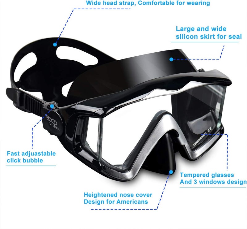 EXP VISION Schnorchelset Schnorchelausrstung fr Erwachsene, Professionelle Anti-Beschlag-Schnorchelmaske, Trockenschnorchel Tauchmaske fr Freitauchen,Schnorcheln,Schwimmen - Image 4