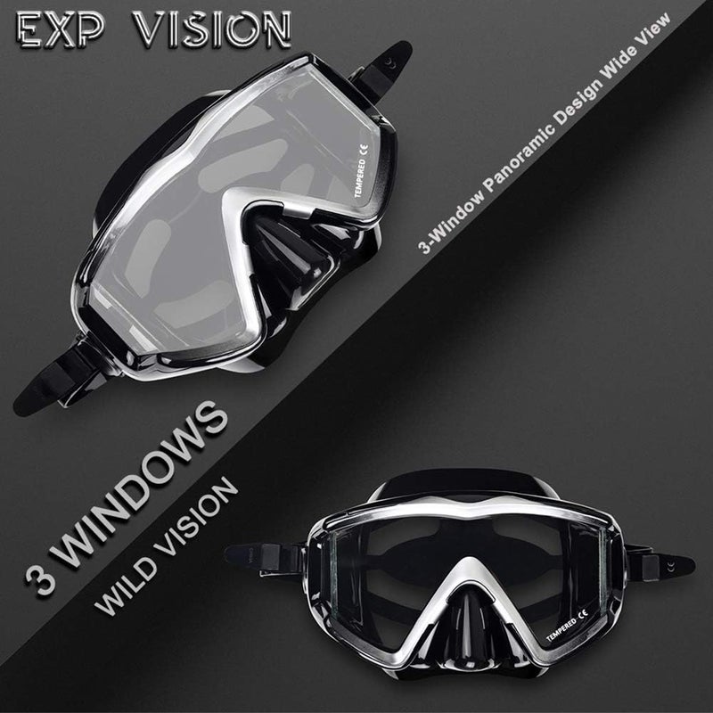 EXP VISION Schnorchelset Schnorchelausrstung fr Erwachsene, Professionelle Anti-Beschlag-Schnorchelmaske, Trockenschnorchel Tauchmaske fr Freitauchen,Schnorcheln,Schwimmen - Image 3