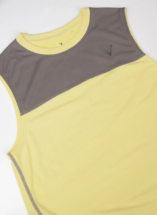 Technosport Color Block Crew Neck Sleeveless T-Shirt by Styli