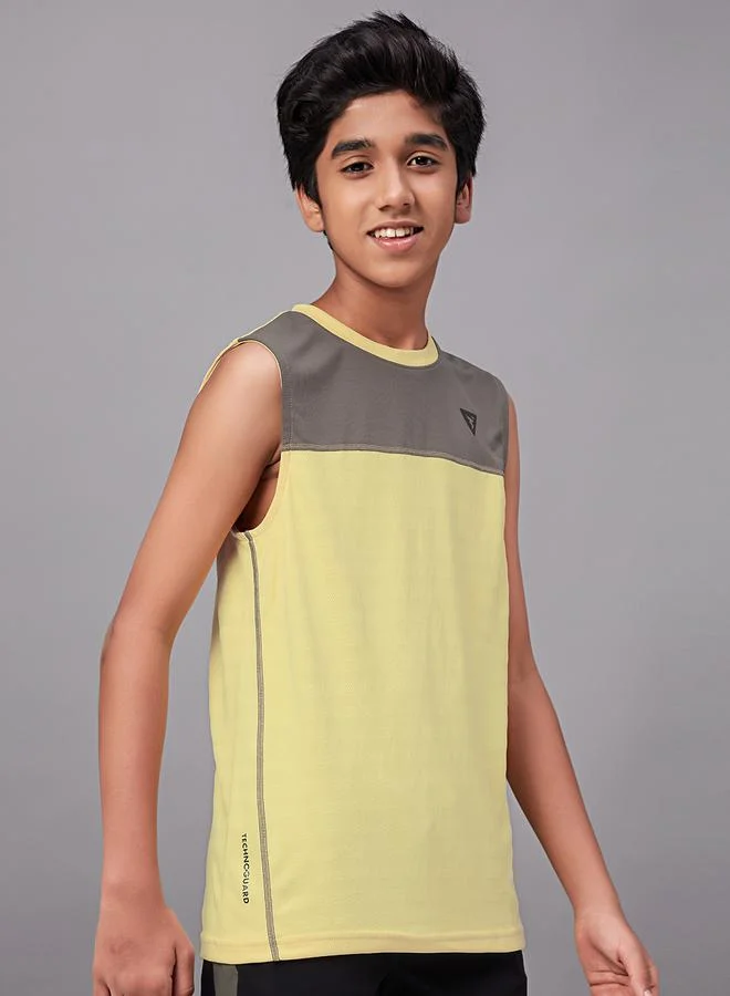 Technosport Color Block Crew Neck Sleeveless T-Shirt by Styli