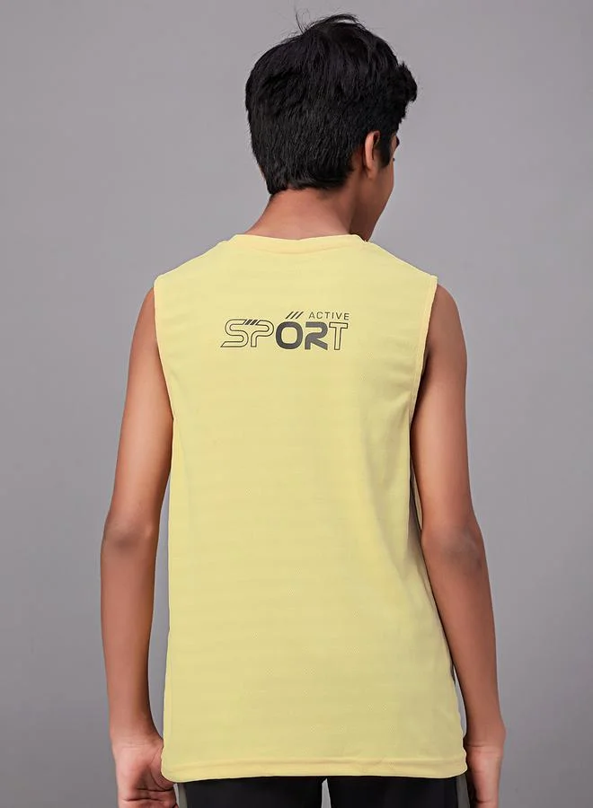 Technosport Color Block Crew Neck Sleeveless T-Shirt by Styli