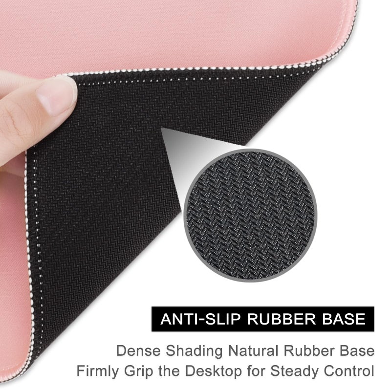 Hsurbtra Mouse Pad, Premium-Textured Square Mousepad 10.2 x 8.3 Inch, Stitched Edge Anti-Slip Waterproof Rubber Pretty Cute Computer Mat for Office Gaming Laptop Women Kids Pink - Image 4