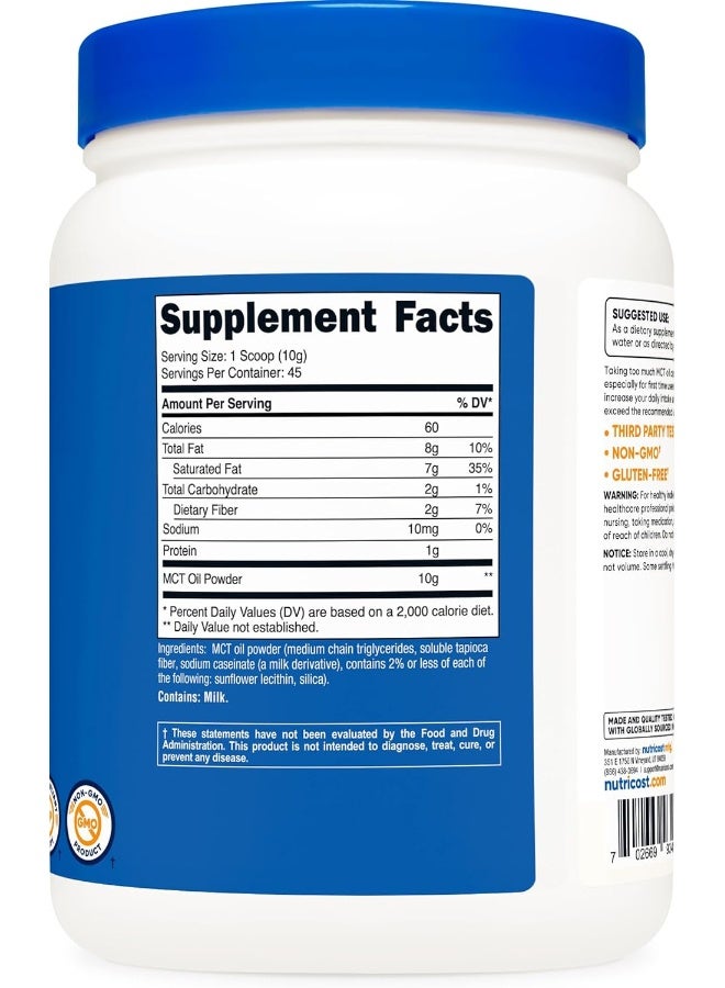 Nutricost Mct Oil Powder 1Lb (16Oz) - Great For Keto, Ketosis And Ketogenic Diets - Zero Net Carbs, Non-Gmo + Gluten Free (Medium Chain Triglyceride) - Image 5